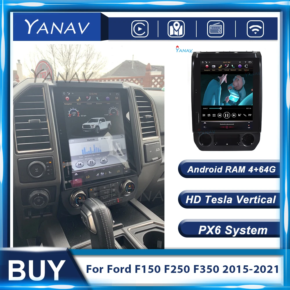 Car Radio Android GPS Navigation Multimedia Palyer Tesla Vertical For Ford F150 F250 F350 2015-2021 Stereo Receiver Head Unit
Car Radio Android GPS Navigation Multimedia Palyer Tesla Vertical For Ford F150 F250 F350 2015-2021 Stereo Receiver Head Unit