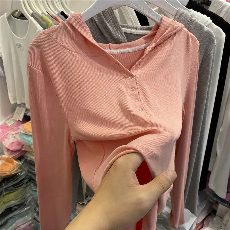 Knitted Hooded Solid Women T-Shirts Summer New 2021 Long-Sleeved Slim Casual All Match Female Pulls Tops Tees
Knitted Hooded Solid Women T-Shirts Summer New 2021 Long-Sleeved Slim Casual All Match Female Pulls Tops Tees