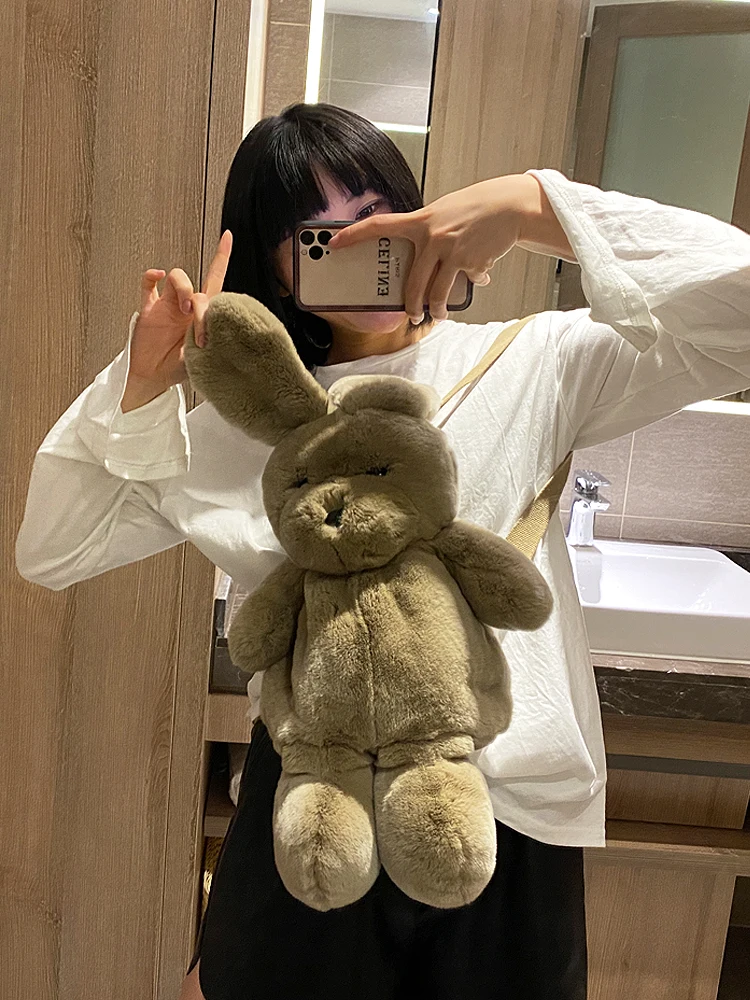 New cute Rex rabbit fur leather animal backpack plush toys puppy rabbit long ears doll bag Girls birthday present
New cute Rex rabbit fur leather animal backpack plush toys puppy rabbit long ears doll bag Girls birthday present