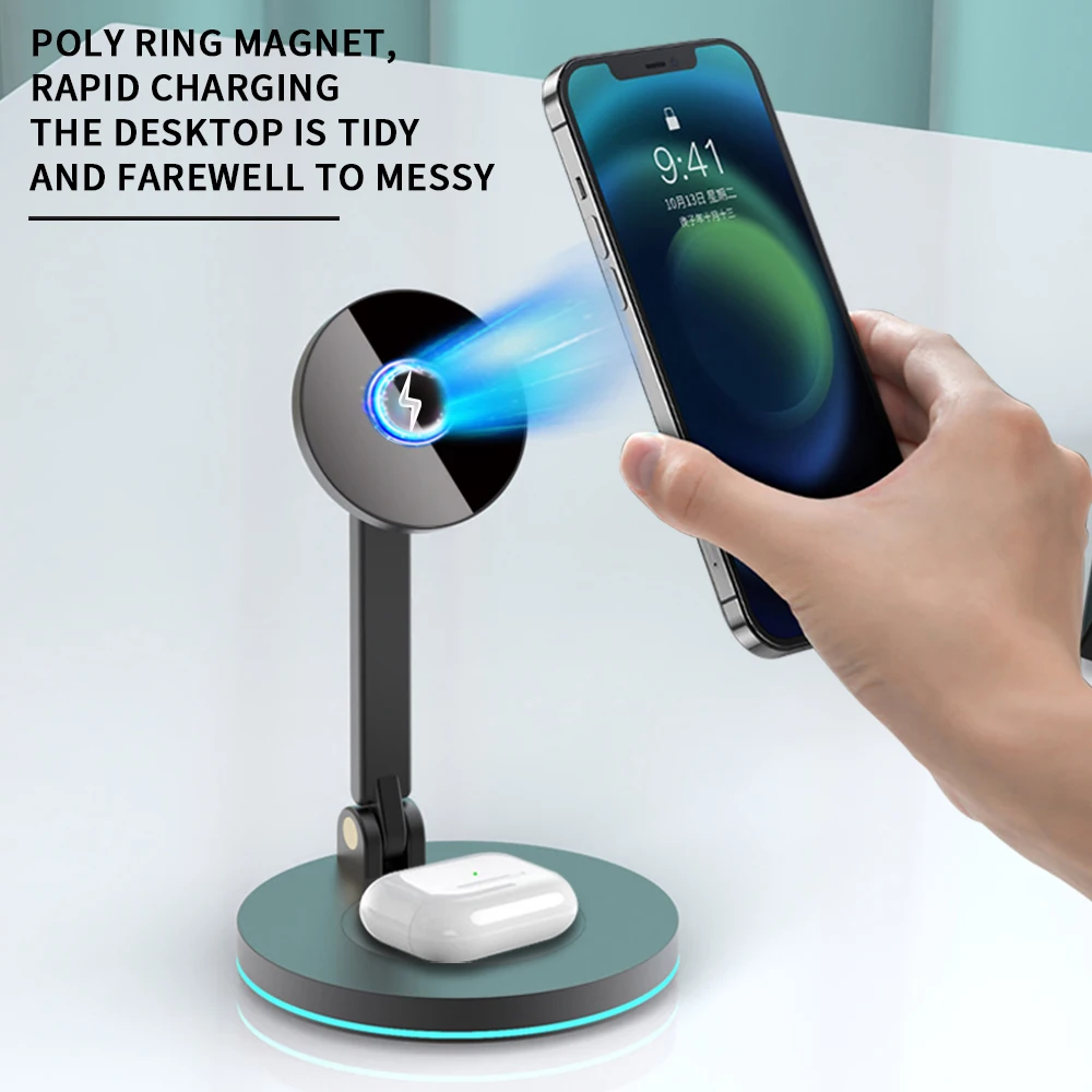 Magnetic Wireless Charger For iPhone 12 Pro Max Desktop Phone Stand Wireless Charger For Airpods Xiaomi Samsung
Magnetic Wireless Charger For iPhone 12 Pro Max Desktop Phone Stand Wireless Charger For Airpods Xiaomi Samsung