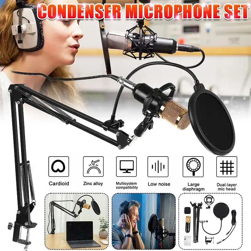 BM800 Condenser Microphone Professional Home Studio Recording Microphone Kit Podcast Streaming Mic for YouTube Gaming Voice Live
BM800 Condenser Microphone Professional Home Studio Recording Microphone Kit Podcast Streaming Mic for YouTube Gaming Voice Live