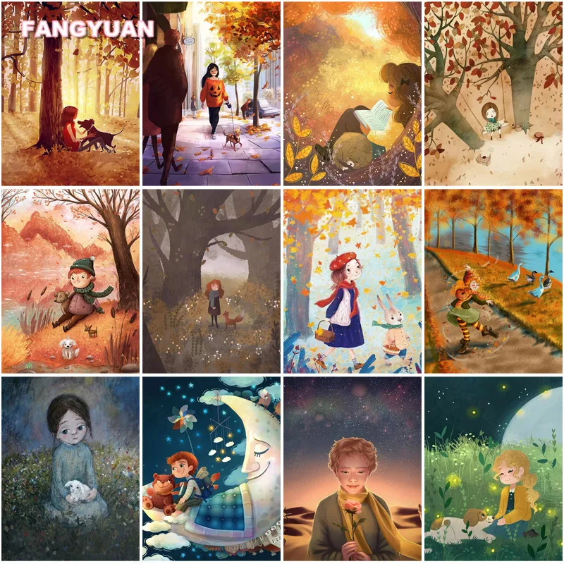 5D Diy Diamond Painting Cartoon Boys and Bear Dog Maple Forest Scenery Moon and Stars Night Fantasy View Needlework Embroidery
5D Diy Diamond Painting Cartoon Boys and Bear Dog Maple Forest Scenery Moon and Stars Night Fantasy View Needlework Embroidery