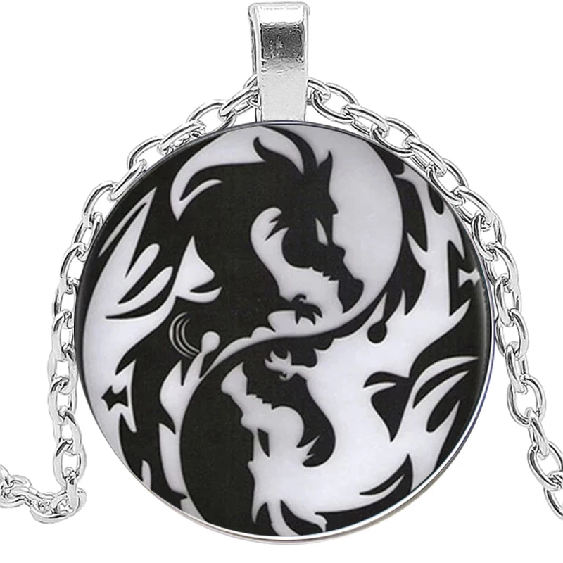 Vintage Yin Yang Dragon Pendant Necklace Glass Round Black Long Chain Fashion Women Necklace Birthday Holiday Souvenirs
Vintage Yin Yang Dragon Pendant Necklace Glass Round Black Long Chain Fashion Women Necklace Birthday Holiday Souvenirs