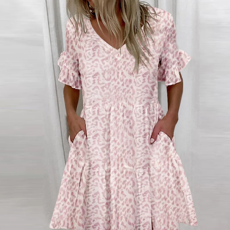 Women Ruffle Short Sleeve Elegant Dress Spring Casual Pocket Floral Print Party Dress Summer Sexy V Neck Short Sleeve Mini Dress
Women Ruffle Short Sleeve Elegant Dress Spring Casual Pocket Floral Print Party Dress Summer Sexy V Neck Short Sleeve Mini Dress