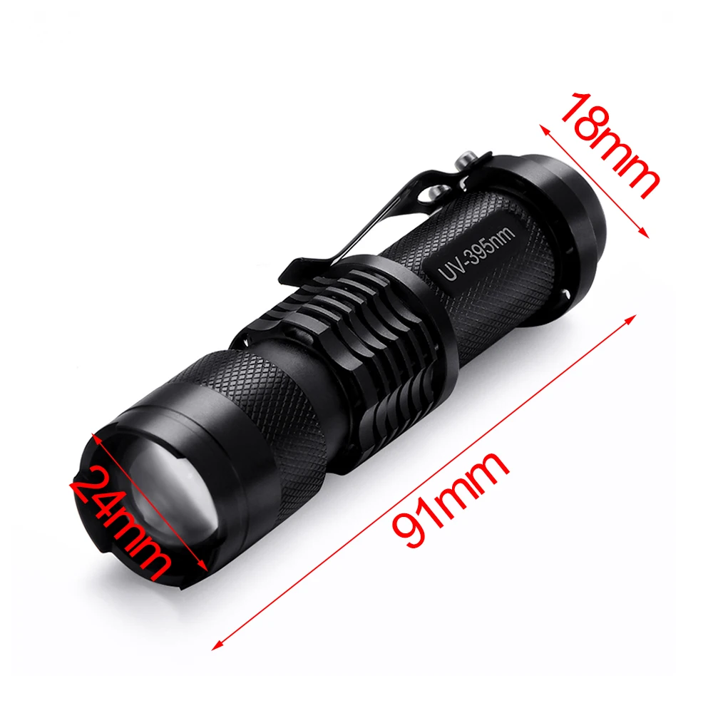 New LED UV Flashlight Ultraviolet Torch With Zoom Function Mini UV Black Detector Aluminum Torch Light Zoomable 3 Modes Hunting
New LED UV Flashlight Ultraviolet Torch With Zoom Function Mini UV Black Detector Aluminum Torch Light Zoomable 3 Modes Hunting