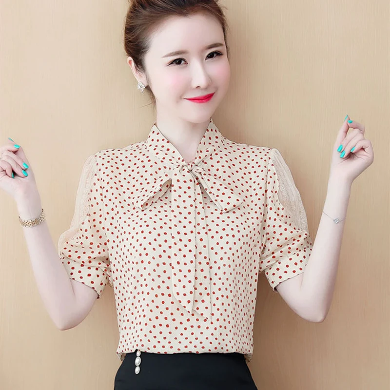 Women Spring Summer Style Chiffon Blouses Shirts Lady Casual Bow Tie Collar Short Sleeve Blusas Tops DF3708
Women Spring Summer Style Chiffon Blouses Shirts Lady Casual Bow Tie Collar Short Sleeve Blusas Tops DF3708