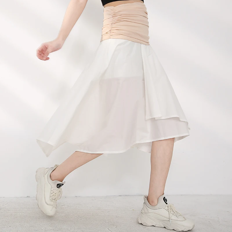 Waist Contrast High Color Pleated Irregular Temeprament Half-body Skirt Women Fashion Tide New Spring Autumn 2021 JT20700 
Waist Contrast High Color Pleated Irregular Temeprament Half-body Skirt Women Fashion Tide New Spring Autumn 2021 JT20700