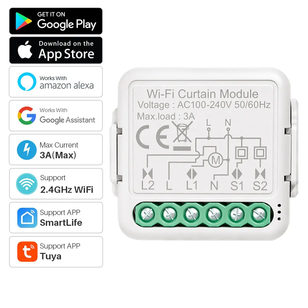 Tuya Smart WiFi Curtain Switch DIY Module For Roller Shutter Blinds Motor SmartLife Remote Control Works With Google Home Alexa
Tuya Smart WiFi Curtain Switch DIY Module For Roller Shutter Blinds Motor SmartLife Remote Control Works With Google Home Alexa