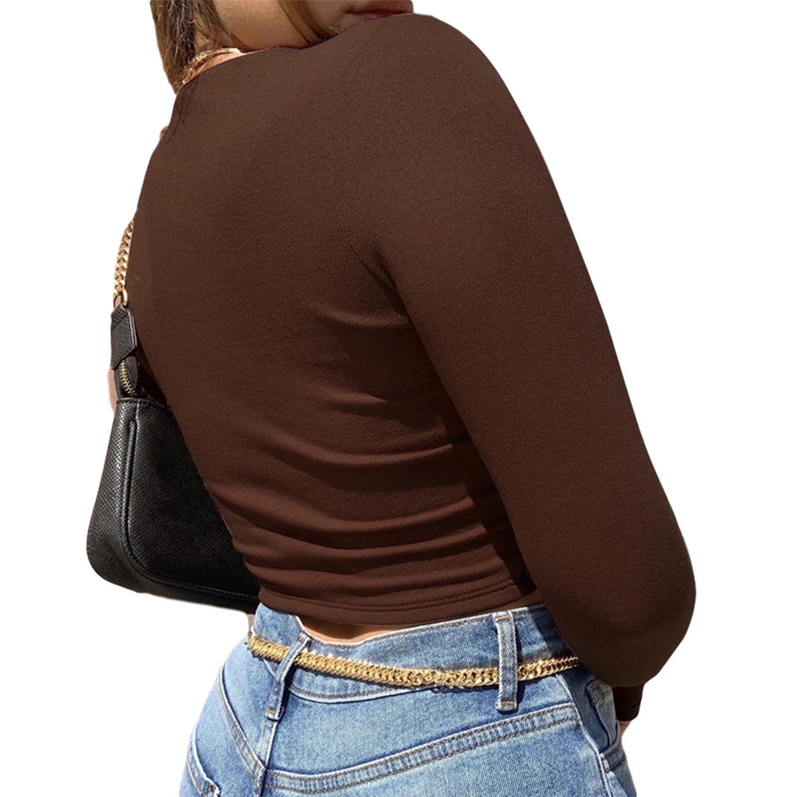 Women's Tie Knot Crop Top, Sexy Deep V Neck Long Sleeve Solid Color Ruched Basic T-Shirt
Women's Tie Knot Crop Top, Sexy Deep V Neck Long Sleeve Solid Color Ruched Basic T-Shirt