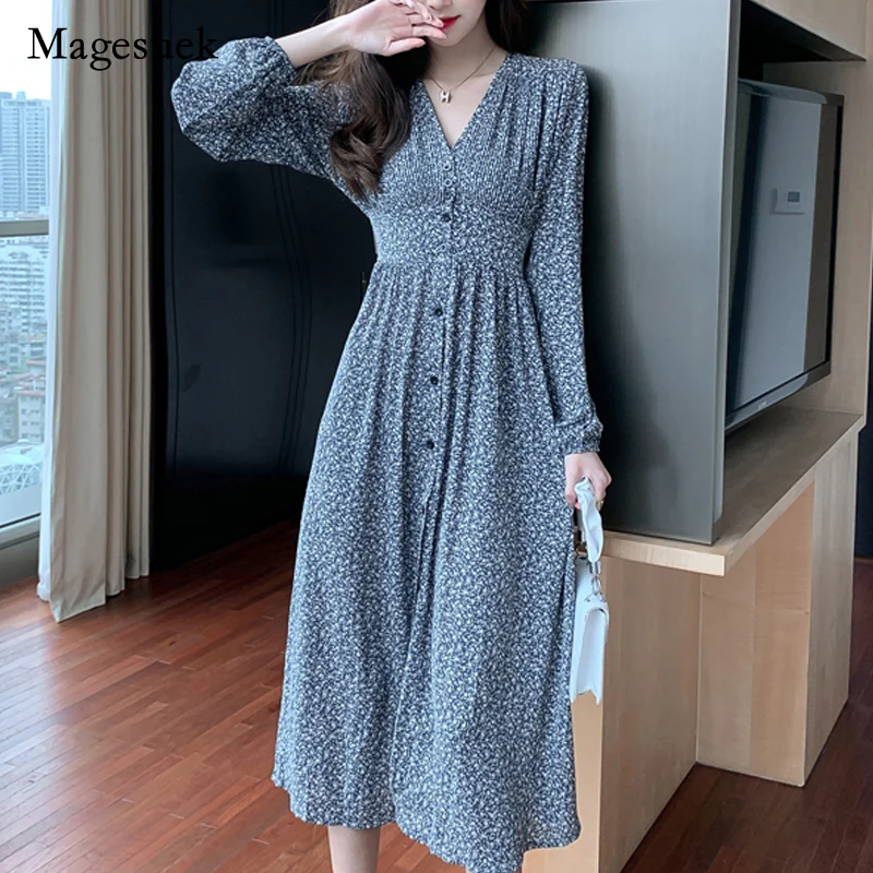 2021 Autumn Floral Chiffon Long Dress New Long Sleeve V-neck Women's Clothing Dresses Elegant Party Dress Robe Vestido 3193
2021 Autumn Floral Chiffon Long Dress New Long Sleeve V-neck Women's Clothing Dresses Elegant Party Dress Robe Vestido 3193