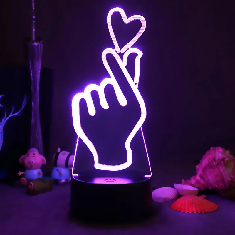 3D Finger Heart Led Night Light for Home Wedding Decor Touch Control Nightlight Cool Birthday Valentine's Day Gift Table 3D Lamp
3D Finger Heart Led Night Light for Home Wedding Decor Touch Control Nightlight Cool Birthday Valentine's Day Gift Table 3D Lamp
