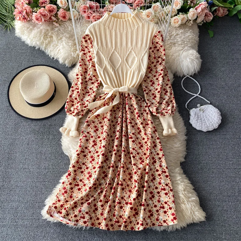 Autumn Vintage Elegant Midi Dresses for Women Patchwork Knitted Vestidos Slim Bandage Long Robe Fashion Floral Corduroy Dress
Autumn Vintage Elegant Midi Dresses for Women Patchwork Knitted Vestidos Slim Bandage Long Robe Fashion Floral Corduroy Dress