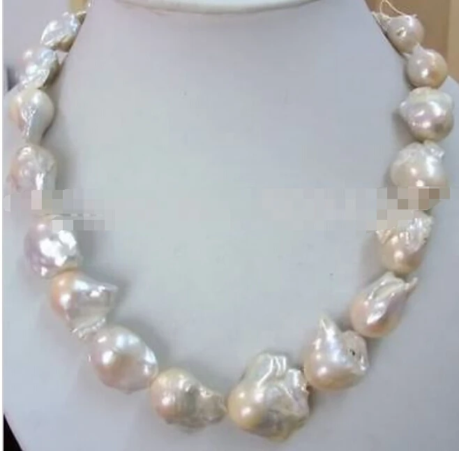 1001 + Ювелирные изделия чудесное большое 18-21 мм Белое жемчужное ожерелье |