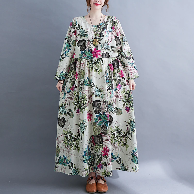 Long Sleeve Vintage Cotton Floral Print Spring Autumn Dresses Women 2021 Casual Dress Elegant Beach Sundress Robe Longue Femme
Long Sleeve Vintage Cotton Floral Print Spring Autumn Dresses Women 2021 Casual Dress Elegant Beach Sundress Robe Longue Femme