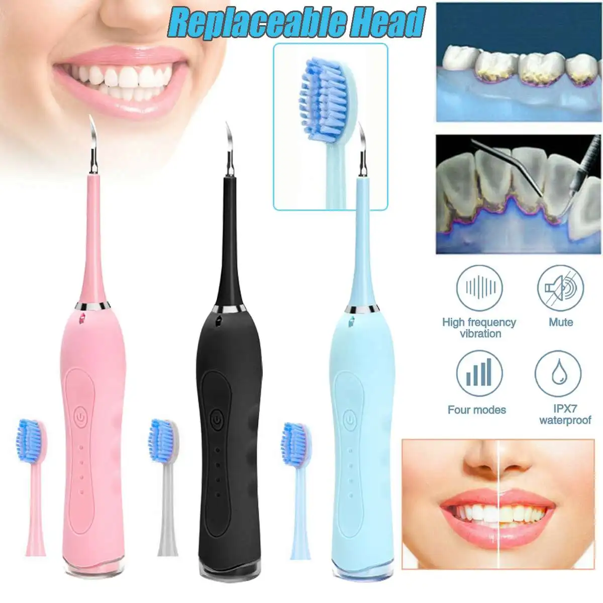Electric Sonic Dental Scaler Tooth Calculus Remover Professional Tooth Cleaner Tool Teeth Whitening Oral Health Hygiene
Electric Sonic Dental Scaler Tooth Calculus Remover Professional Tooth Cleaner Tool Teeth Whitening Oral Health Hygiene