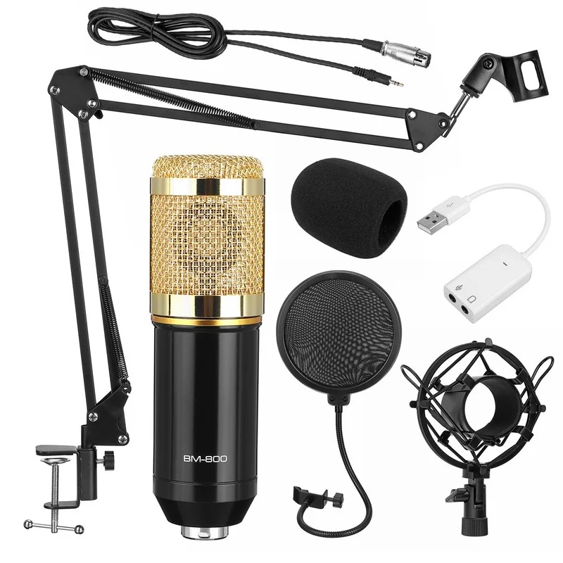 Pro Condenser Microphone Kit Studio Suspension Boom Scissor Arm Stand with Fliter
Pro Condenser Microphone Kit Studio Suspension Boom Scissor Arm Stand with Fliter