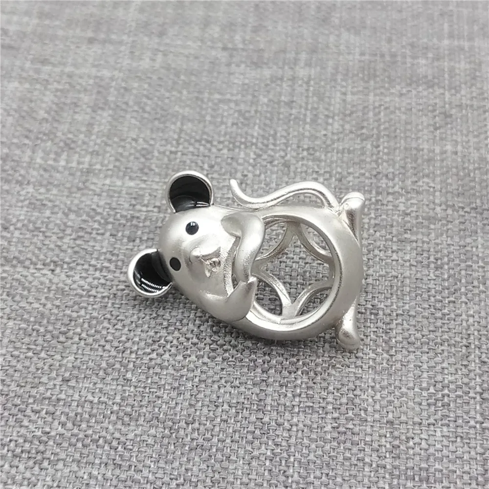 Sterling Silver Mouse Locket Pendant Rhodium Plated for Pearl Jewelry