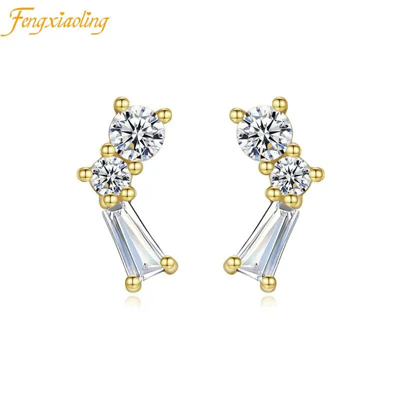 Fengxiaoling 925 Sterling Silver Geometric Round Zircon Stud Earrings For Women 14k Gold Plated Fine Jewelry Cute Accessories
Fengxiaoling 925 Sterling Silver Geometric Round Zircon Stud Earrings For Women 14k Gold Plated Fine Jewelry Cute Accessories