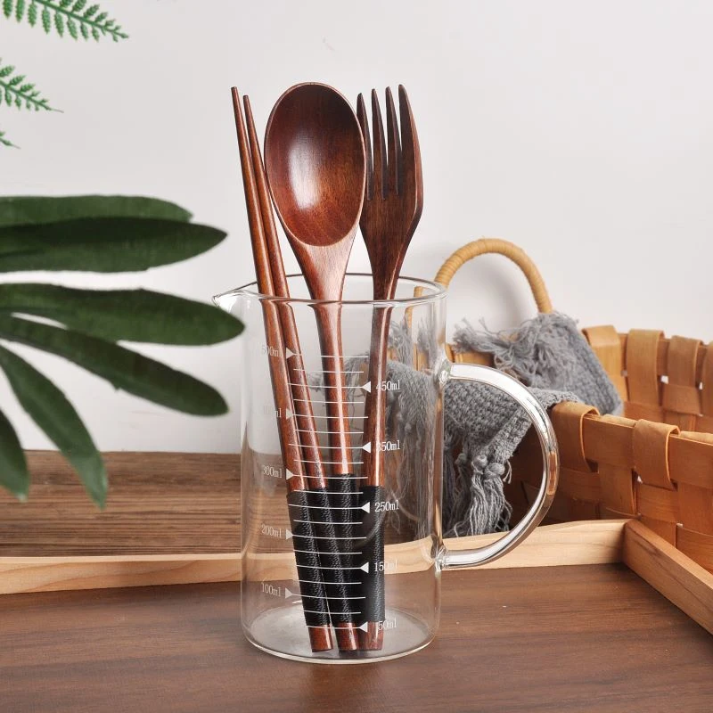 

Корейские деревянные искусственные палочки, Набор из 3-х предметов, ложка с длинной деревянной ручкой, палочки для еды, портативная посуда
