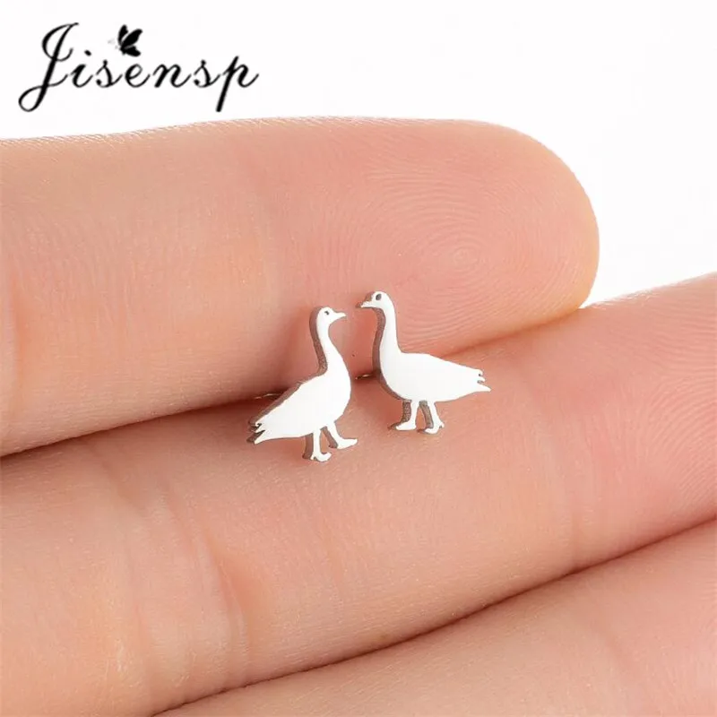 Jisensp Lovely Animal Series Stainless Steel Earrings Simple Creative Goose Stud Earring for Women Party Pendientes Gifts
Jisensp Lovely Animal Series Stainless Steel Earrings Simple Creative Goose Stud Earring for Women Party Pendientes Gifts
