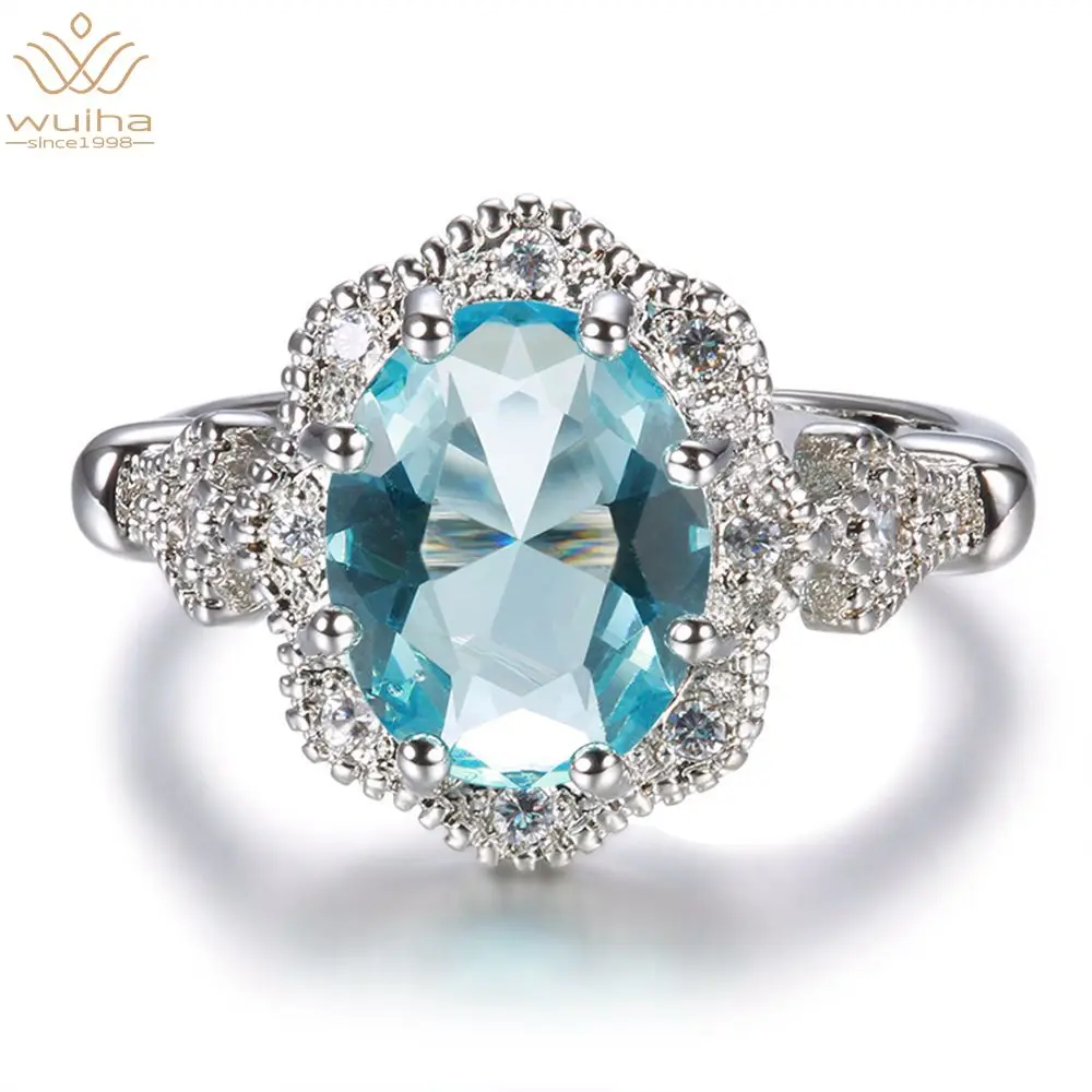 WUIHA Luxury 925 Solid Sterling Silver White Topaz Aquamarine Gemstone Wedding Engagement Ring Trendy New Fine Jewelry Wholesale
WUIHA Luxury 925 Solid Sterling Silver White Topaz Aquamarine Gemstone Wedding Engagement Ring Trendy New Fine Jewelry Wholesale