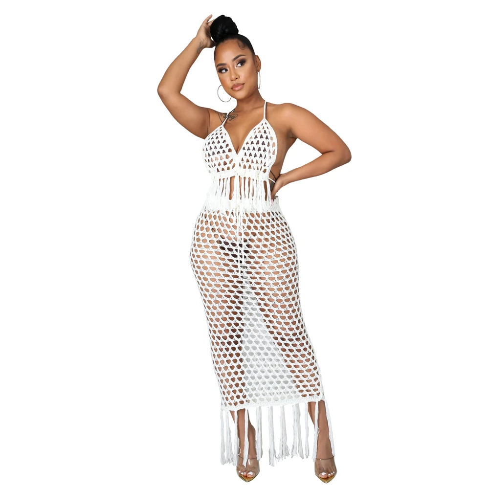 Women Swimsuit Cover Up Skirt Knitted Summer Two Piece Set Hollow Out Beach Wear Fringe Tassel Bra
Women Swimsuit Cover Up Skirt Knitted Summer Two Piece Set Hollow Out Beach Wear Fringe Tassel Bra