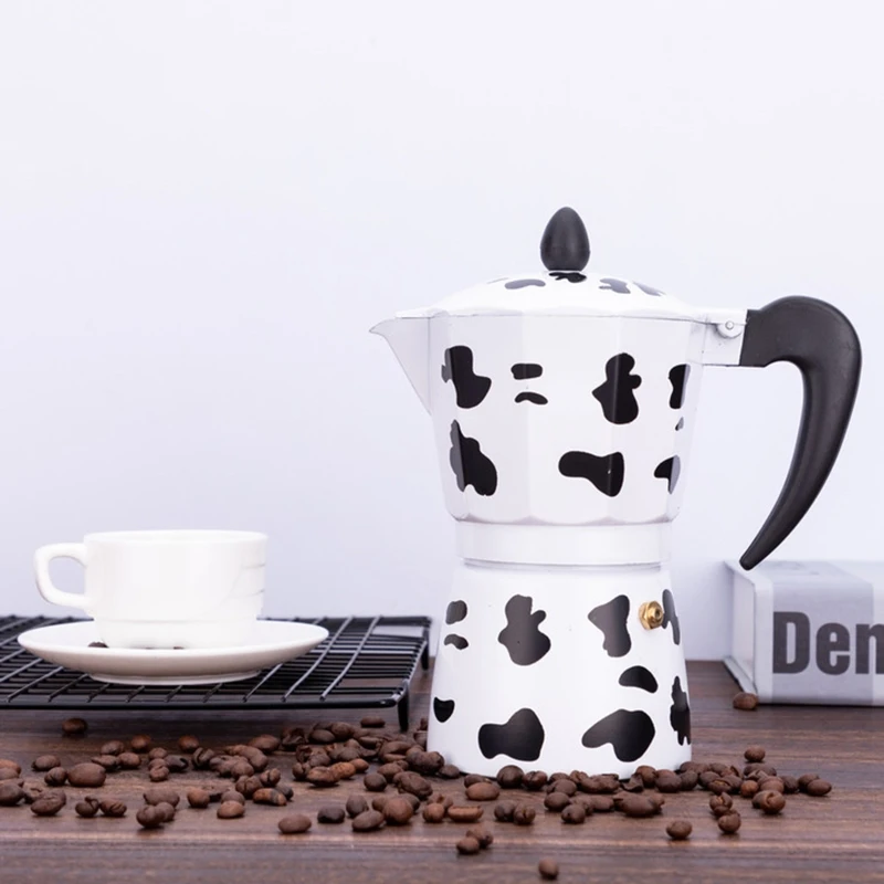 Cow Printed Coffee Maker Aluminum Alloy Moka Pot Espresso Mocha Latte Percolator Filter Cafetera for Kitchen
Cow Printed Coffee Maker Aluminum Alloy Moka Pot Espresso Mocha Latte Percolator Filter Cafetera for Kitchen