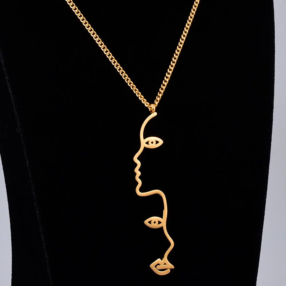 Amaiyllis 18k Gold Minimalist Lips Face Necklace Sweater Chain Fashion Chain Collar Statement Abstract Face necklace For Female
Amaiyllis 18k Gold Minimalist Lips Face Necklace Sweater Chain Fashion Chain Collar Statement Abstract Face necklace For Female