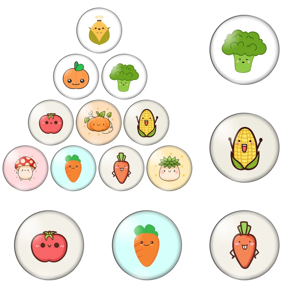 12pcs/lot Cartoon Vegetables Corn Mushroom Carrot Tomato 8mm-30mm Round Photo Glass Cabochon Demo Flat Back Making Findings
12pcs/lot Cartoon Vegetables Corn Mushroom Carrot Tomato 8mm-30mm Round Photo Glass Cabochon Demo Flat Back Making Findings