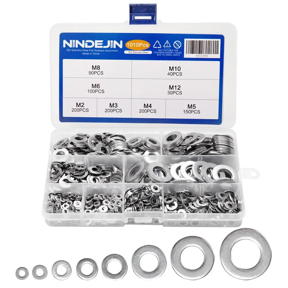 620/1010pcs Flat Washer Set Stainless Steel M2 M3 M4 M5 M6 M8 M10 M12 Ring Gaskets Kit Plain Washers Metal Washer Assortment Kit
620/1010pcs Flat Washer Set Stainless Steel M2 M3 M4 M5 M6 M8 M10 M12 Ring Gaskets Kit Plain Washers Metal Washer Assortment Kit