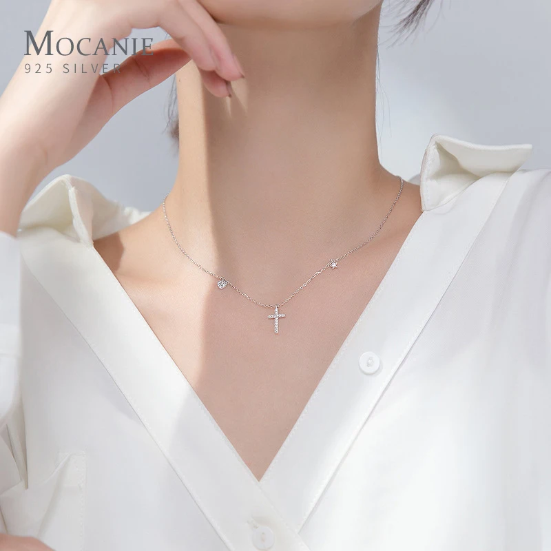 Mocanie New 925 Sterling Silver Sparkling Zircon Cross Heart Star Pendant Necklace Necklace for Women Korea Style Fine Jewelry
Mocanie New 925 Sterling Silver Sparkling Zircon Cross Heart Star Pendant Necklace Necklace for Women Korea Style Fine Jewelry