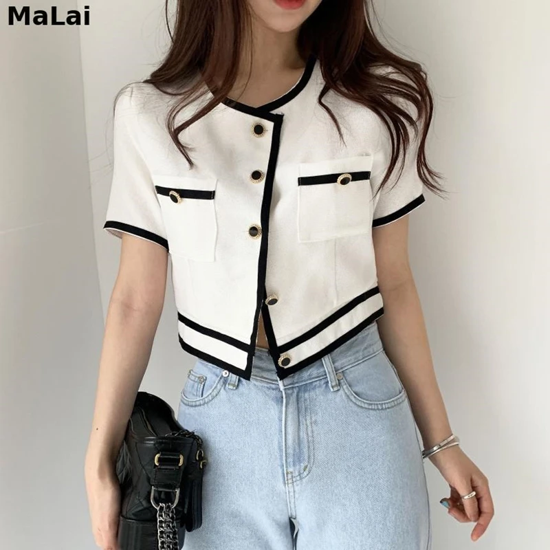 New Lolita Summer Blouse Women O-Neck Short Sleeve Designer Single Breasted Cropped Tops White Korean Slim Vintage Shirts Office
New Lolita Summer Blouse Women O-Neck Short Sleeve Designer Single Breasted Cropped Tops White Korean Slim Vintage Shirts Office