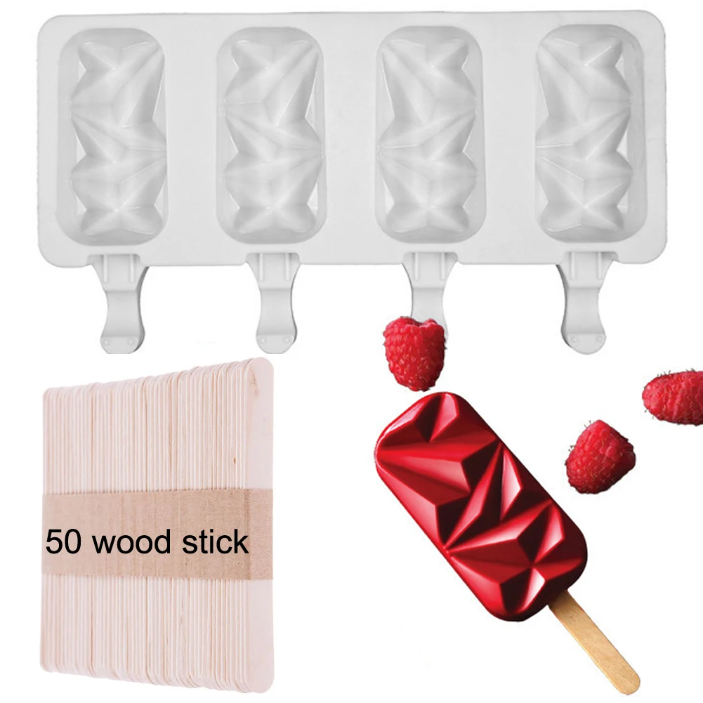4-Cavity Diamond Ice Pop Mold Ice Pop Makers Silicone Easy Home-made Popsicles Mould Tray Ice Cream Mold Accessorie
4-Cavity Diamond Ice Pop Mold Ice Pop Makers Silicone Easy Home-made Popsicles Mould Tray Ice Cream Mold Accessorie