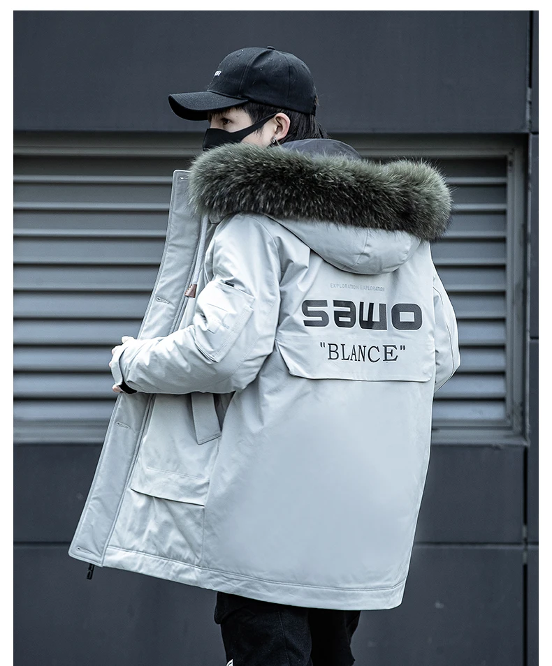 Medium and long down jacket with big collar for men's new fashion brand in winter
Medium and long down jacket with big collar for men's new fashion brand in winter