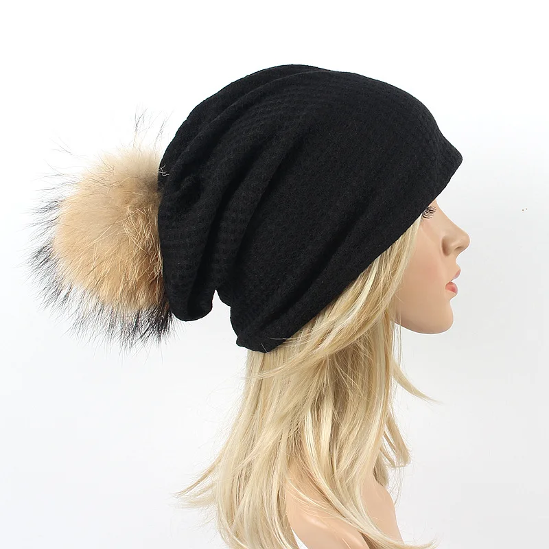 Women's Ribbed Beanie Hat Autumn Raccoon Fur Pompom Slouchy Beanies for Femme Winter Skullies&Beanies with Real Pompom Balls
Women's Ribbed Beanie Hat Autumn Raccoon Fur Pompom Slouchy Beanies for Femme Winter Skullies&Beanies with Real Pompom Balls