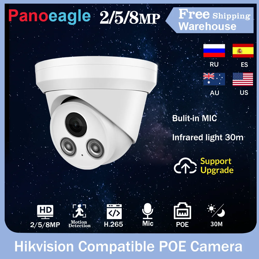 Hikvision Compatible 8MP 5MP 2MP IP Camera Outdoor Security CCTV Camara Poe Bulit-in Mic 1080P IR 30m H.265 P2P Motion Detection
Hikvision Compatible 8MP 5MP 2MP IP Camera Outdoor Security CCTV Camara Poe Bulit-in Mic 1080P IR 30m H.265 P2P Motion Detection