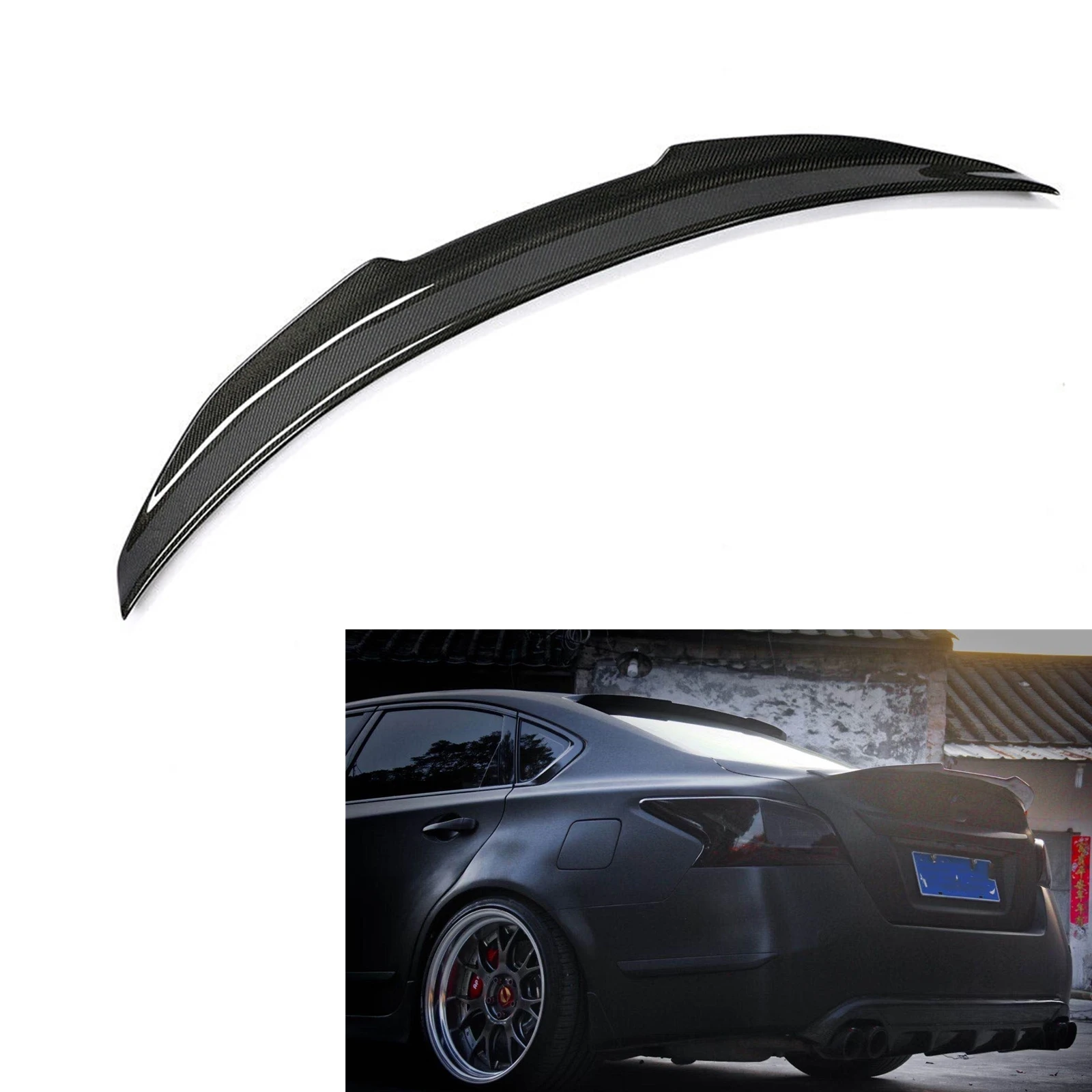 

For Nissan Altima 2013-2015 Sedan 4 Door PSM Style Rear Spoiler Wing Real Carbon Fiber Car Trunk Lid Trim Decklid Splitter Lip