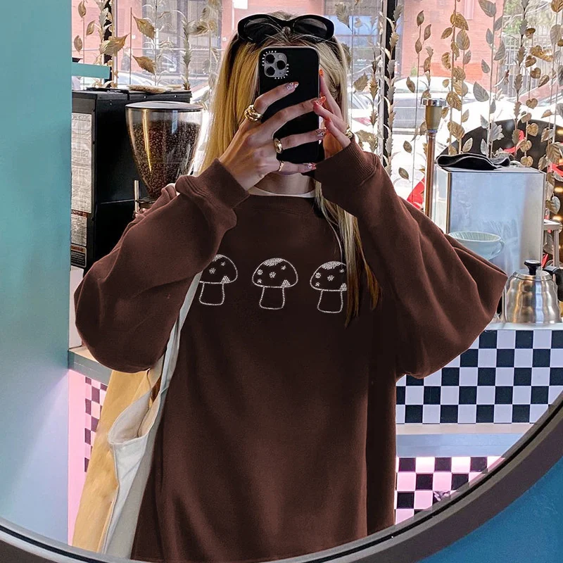 2021 Fashion Casual Sweater Women's Cute Mushroom Print Round Neck Solid Color Hoodie Long Sleeve Loose Harajuku Style Sweater
2021 Fashion Casual Sweater Women's Cute Mushroom Print Round Neck Solid Color Hoodie Long Sleeve Loose Harajuku Style Sweater