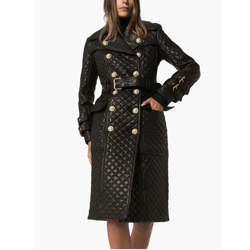 Spring Women Coat Casual Long Genuine Leather Jacket Winter Fillers Cotton Turn-Down Collar Outerwear Diamond Grid Pattern
Spring Women Coat Casual Long Genuine Leather Jacket Winter Fillers Cotton Turn-Down Collar Outerwear Diamond Grid Pattern