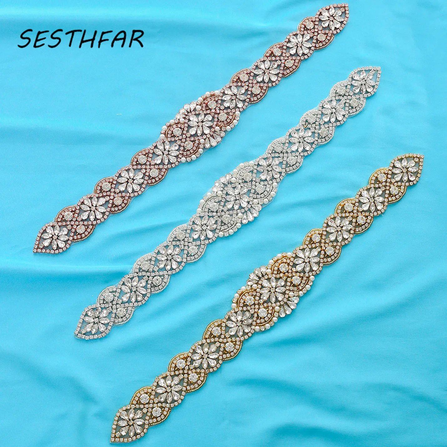 SESTHFAR Rhinestones Appliques Rose Gold Bridal Belt Opal with Wedding Dress Belt Sew On Bridal Sashes
SESTHFAR Rhinestones Appliques Rose Gold Bridal Belt Opal with Wedding Dress Belt Sew On Bridal Sashes