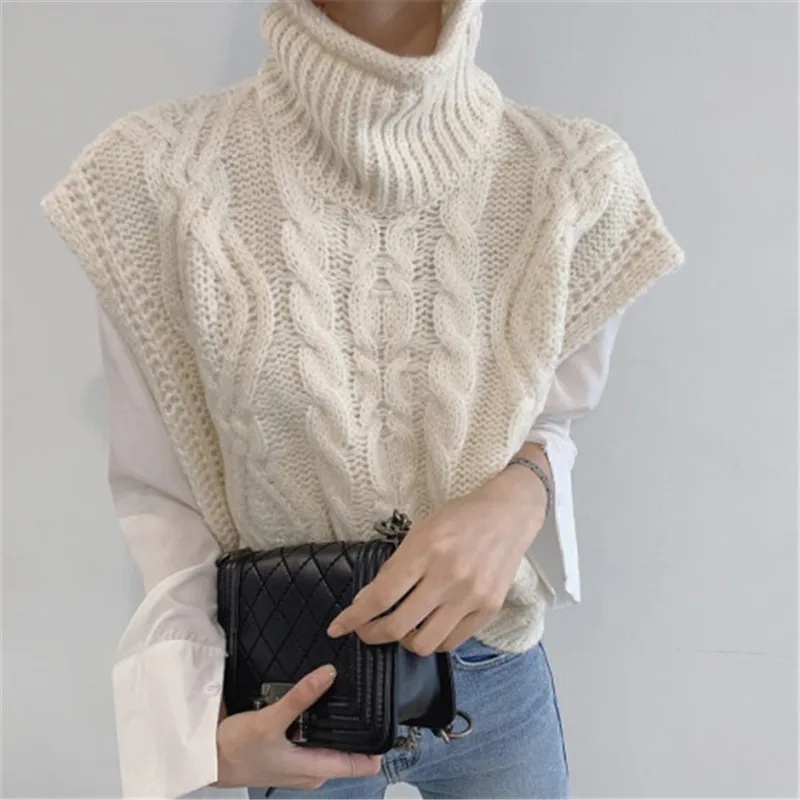 Autumn Winter Turtleneck Sleeveless Sweater Vest Women Fashion Twist Pattern Short Pullover Waistcoat Casual Loose Knitwear Tops
Autumn Winter Turtleneck Sleeveless Sweater Vest Women Fashion Twist Pattern Short Pullover Waistcoat Casual Loose Knitwear Tops