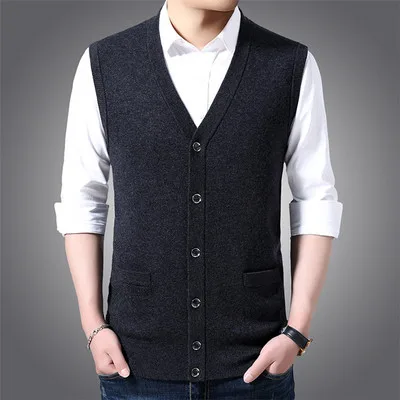 men's and autumn Knitted cardigan winter men's solid color thickened wool vest sleeveless knitted vest
men's and autumn Knitted cardigan winter men's solid color thickened wool vest sleeveless knitted vest