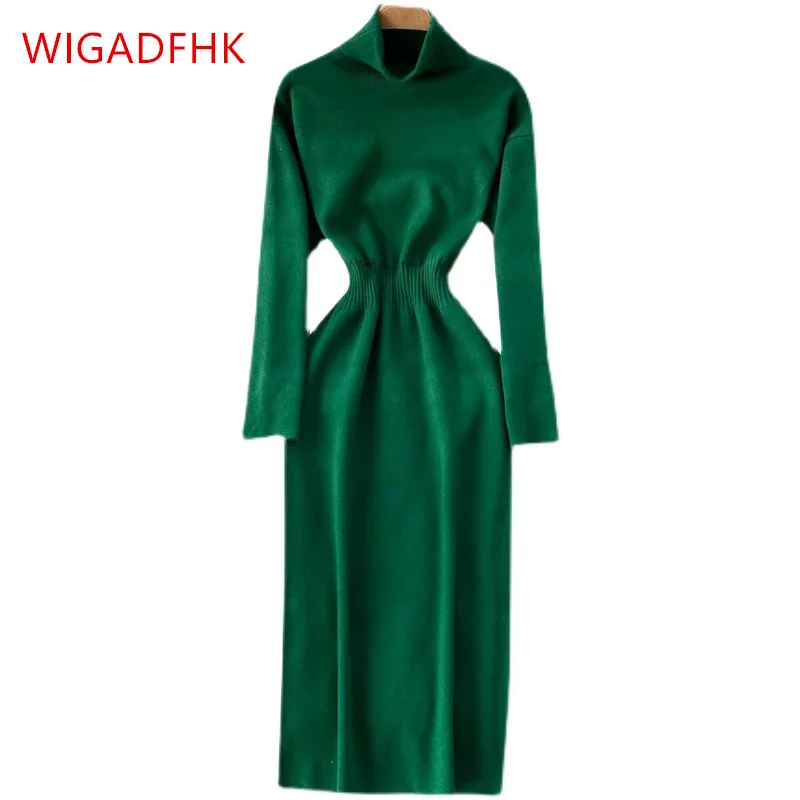 Simple Solid Color Winter Women's Dress Elegant Slim High-neck Knitted Dress Fashion New Thick Warm Pullover Sweater Dress
Simple Solid Color Winter Women's Dress Elegant Slim High-neck Knitted Dress Fashion New Thick Warm Pullover Sweater Dress