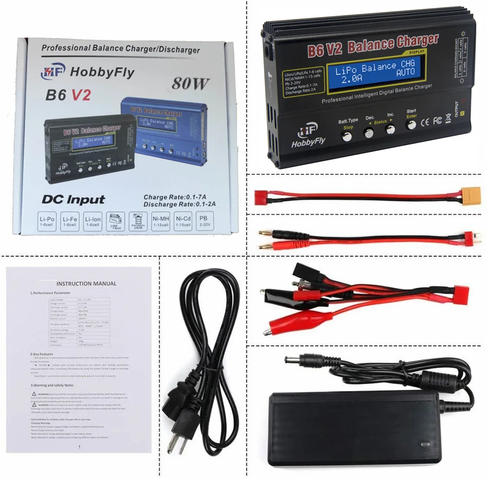 HobbyFly Imax b6 v2 Balance Charger 80W Professional Digital Discharger For LiHV LiIonLiFe NiCd NiMH PB Battery LiPo Charger
HobbyFly Imax b6 v2 Balance Charger 80W Professional Digital Discharger For LiHV LiIonLiFe NiCd NiMH PB Battery LiPo Charger