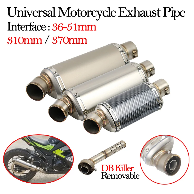 310mm 370mm Universal Motorcycle Yoshimura Exhaust DB Killer 51mm Modified Muffler For NinJa 400 FZ6N MT07 MT09 R15 ADV Slip On
310mm 370mm Universal Motorcycle Yoshimura Exhaust DB Killer 51mm Modified Muffler For NinJa 400 FZ6N MT07 MT09 R15 ADV Slip On