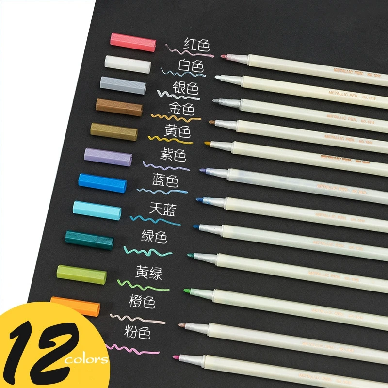 6/10/12 Colors Metallic Marker Pen Making Round Head/Soft Art Pen Art Markers Drawing DIY Scrapbooking Crafts Card Stationery
6/10/12 Colors Metallic Marker Pen Making Round Head/Soft Art Pen Art Markers Drawing DIY Scrapbooking Crafts Card Stationery
