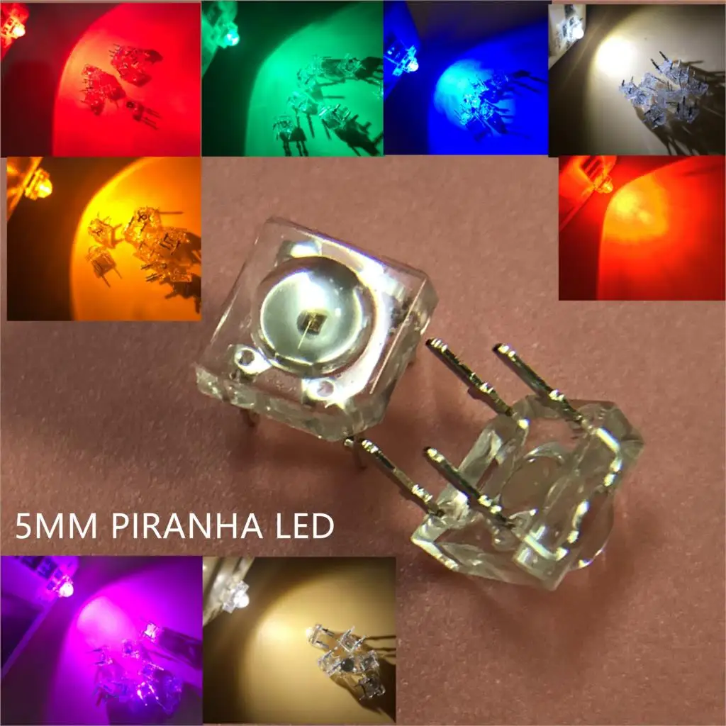 20 шт. F5 5 мм Piranha LED белый красный оранжевый RGB Розовый Синий Зеленый Желтый
