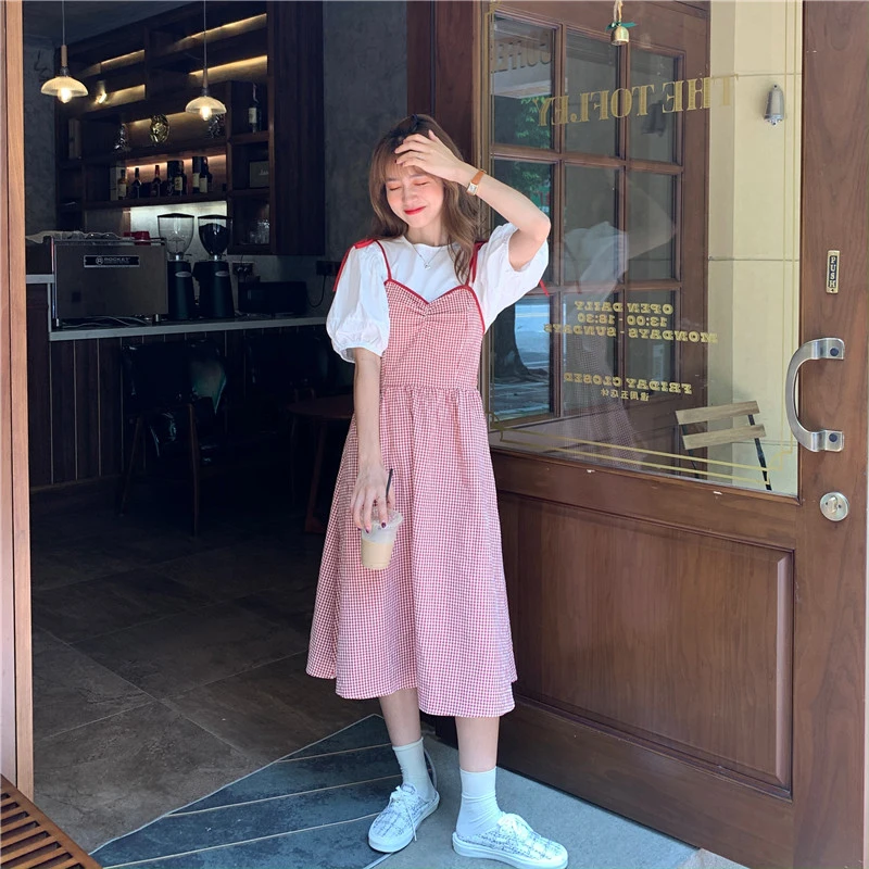 Kawaii Sleeveless Women Dress Japanese Girly Strap Camisole Dresses Summer Cute Plaid Female Clothing Mid-Length Streetwear
Kawaii Sleeveless Women Dress Japanese Girly Strap Camisole Dresses Summer Cute Plaid Female Clothing Mid-Length Streetwear