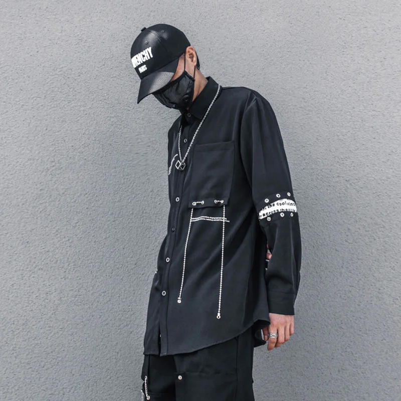Patchwork Punk Design Shirt Hip Hop Streetwear Function Cargo Shirts 2021 SS Loose Tops Black Techwear WB198
Patchwork Punk Design Shirt Hip Hop Streetwear Function Cargo Shirts 2021 SS Loose Tops Black Techwear WB198