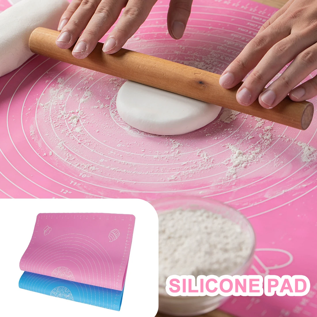 Multi-size Silicone Kitchen Kneading Dough Mat Rolling Dough Liner Pad Pastry Cake Bakeware Paste Flour Table Sheet Kitchen Tool
Multi-size Silicone Kitchen Kneading Dough Mat Rolling Dough Liner Pad Pastry Cake Bakeware Paste Flour Table Sheet Kitchen Tool